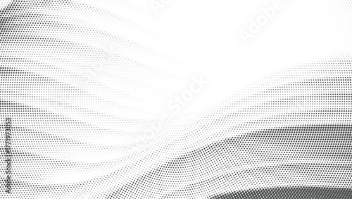 Smooth wavy halftone texture background in grayscale, elegant digital pattern with fluid flowing lines, minimal monochrome abstract art design for modern use