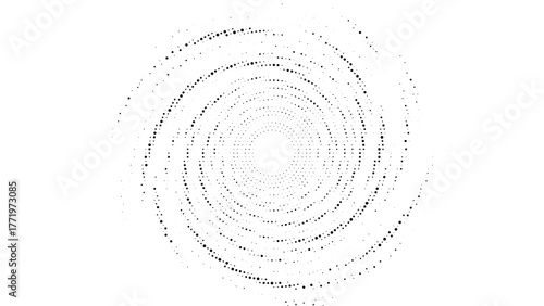 Minimal halftone swirl spiral pattern with soft gradient, elegant abstract circular motion design, modern digital monochrome background for artistic concepts