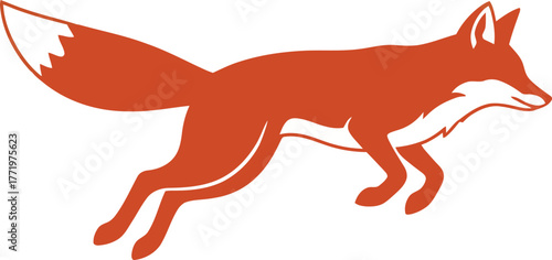 Orange fox silhouette running with bushy tail and pointed ears animal wildlife