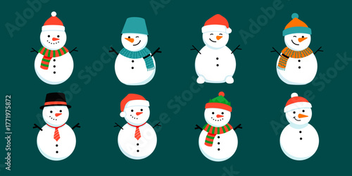 snowman icon set. Snow man vector