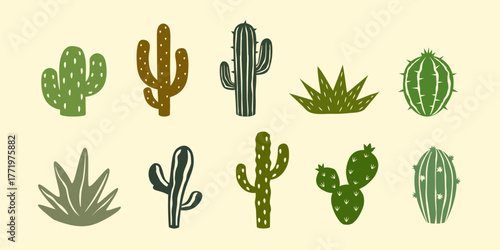 cactus vector. cactus icon set