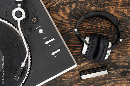 Wall Mural Classic record player showing stylus and speed control switches