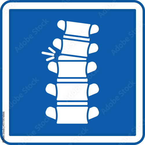 Blue Rheumatology Sign. Vector Icon. Treatment of Joint, Bone, and Muscle Diseases. Hospital Department Sign