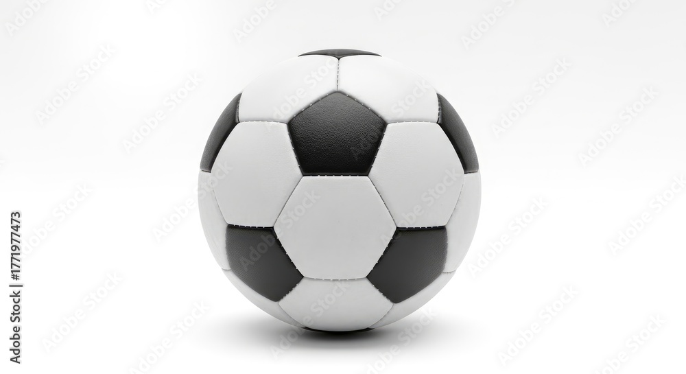 Obraz premium Classic black and white soccer ball isolated on a clean white background, ready for play.