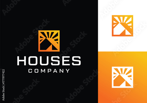 home house square logo design template