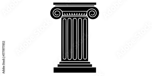 Classical Greek Doric Column Flat Vector Icon