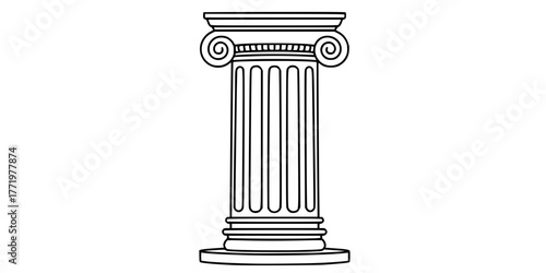 Classical Greek Doric Column Flat Vector Icon