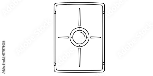 Roman Legionary Scutum Shield Minimalist Line Art Vector