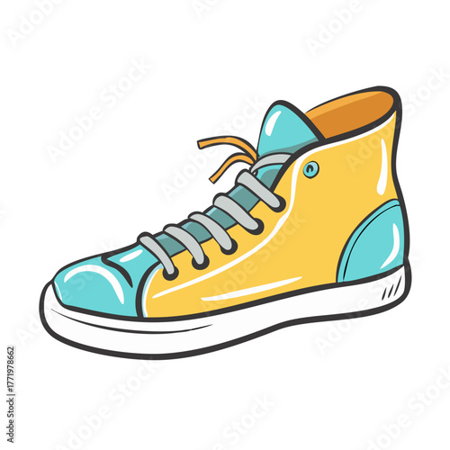 Stylized high-top sneaker vector illustration for footwear graphics