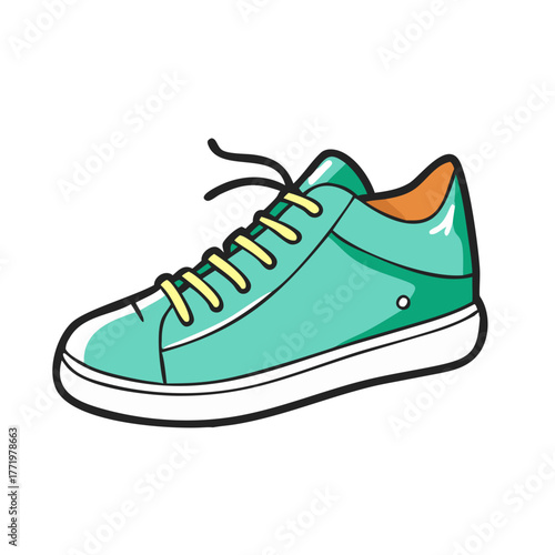 Vector illustration of a stylish teal sneaker for fashion and sports