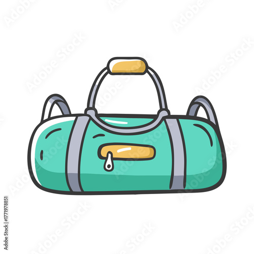 Teal gym bag duffle sport travel carryon vector illustration icon
