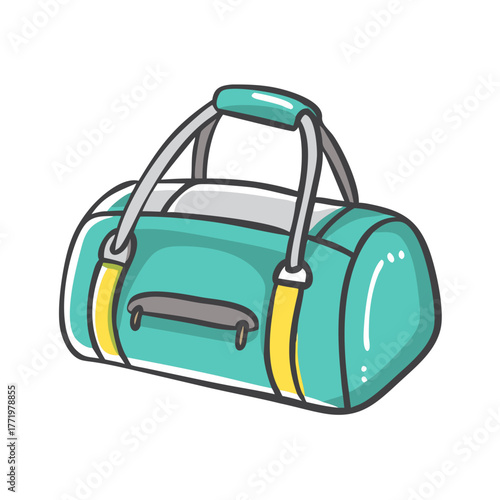 Turquoise gym duffel bag vector illustration icon scalable