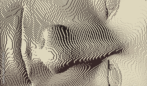 Illustration of an man's face created from small cubes. Anonymous social masking. Technology and robotics concept. Voxel art. 3D vector illustration.