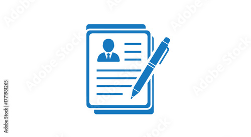 Resume with pen illustration displayed on a phone a professional silhouette