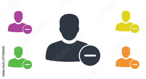 Group of people icons with minus symbols a modern graphic silhouette