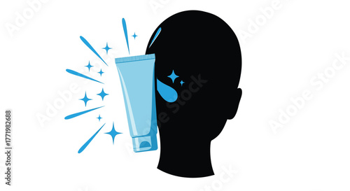 Woman applying skincare product to face a striking visual silhouette