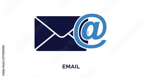 Simple email symbol with an at sign a dark blue silhouette