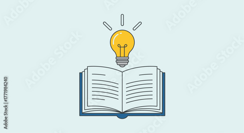 Bright idea illuminating knowledge from an open book a creative silhouette