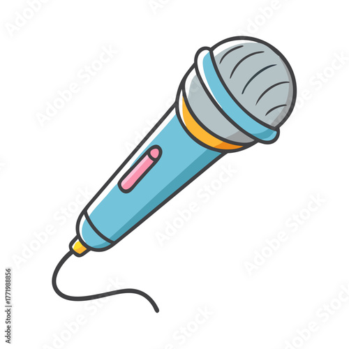 Stylized blue microphone vector illustration for audio and music