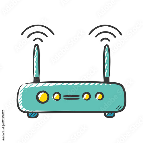 Modern wifi router with antennas vector illustration for network design
