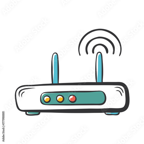 Vector router illustration with wi-fi signal icon