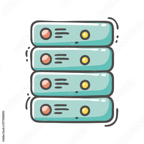 Stack of server racks vector icon for technology and data centers