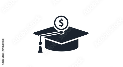 Graduation cap with a dollar sign a symbol of financial education silhouette