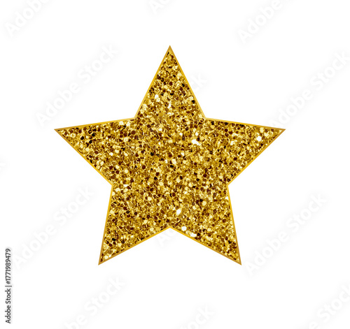 Golden Glitter Star PNG, Sparkling Shiny Gold Star Clipart for Awards, Celebration, Decoration, and Design Projects