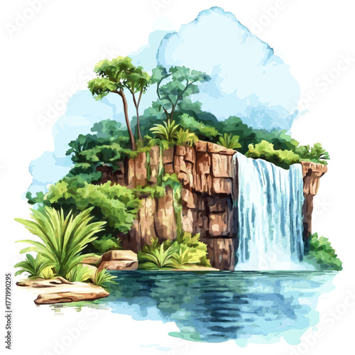 Nacunday National Park. Nacunday National Park hand drawn watercolor illustration