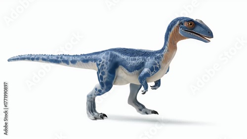 Blue Dinosaur Toy on White Background, Isolated.