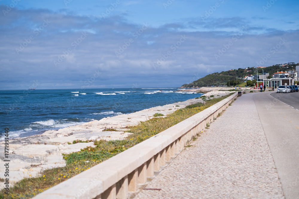 Fototapeta premium View of the Figueira da Foz waterfront in Portugal on a summer day with the ocean view