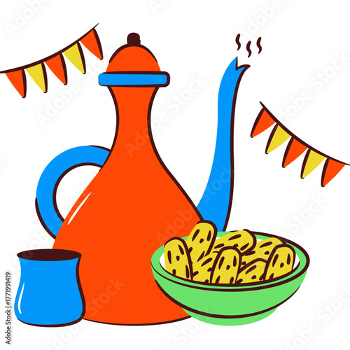 Trendy design icon of iftar eatings