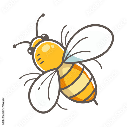 Charming vector illustration of a yellow and black striped bee
