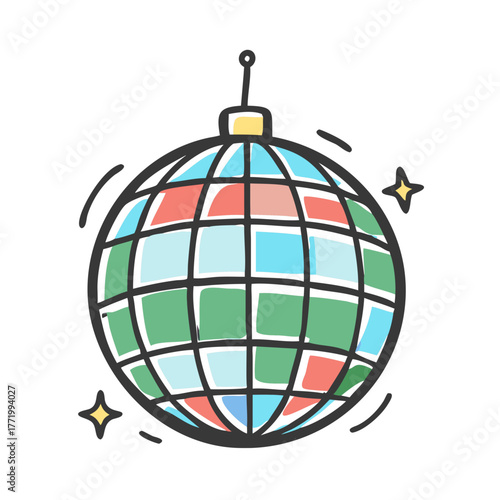 Colorful disco ball vector graphic for party and celebration