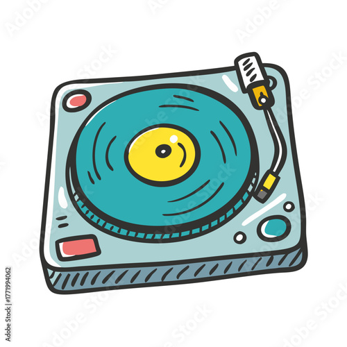 Dj turntable vinyl record player vector illustration icon