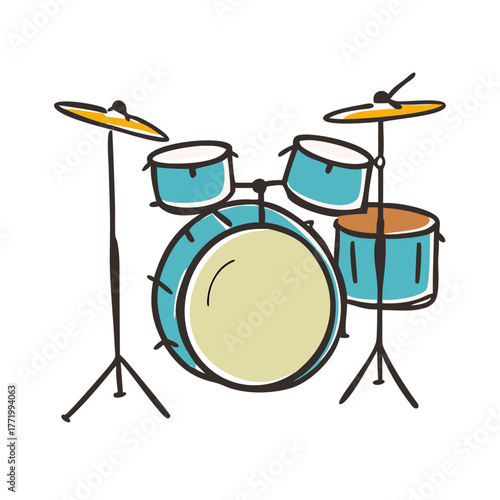 Simple vector illustration of a drum set music icon