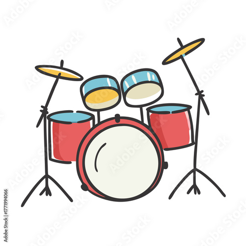 Colorful vector illustration of a drum set for music lovers