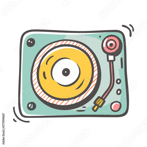 Vector illustration of a vintage dj turntable for music lovers