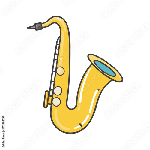 Vibrant yellow saxophone vector illustration for music and jazz themes