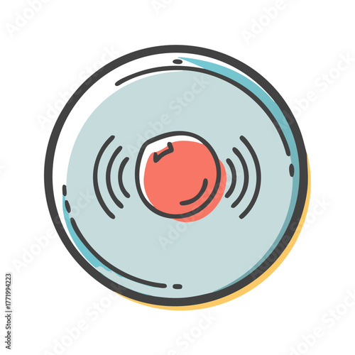 Hand drawn record icon with sound waves scalable vector illustration