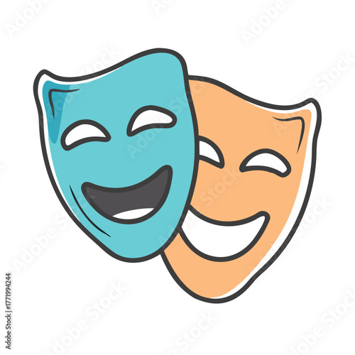 Vector illustration of classic theater comedy and tragedy masks