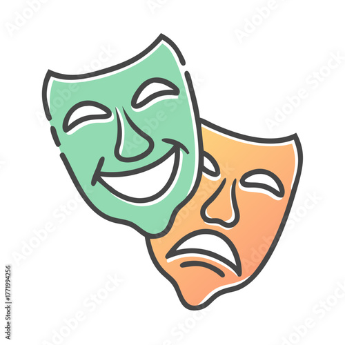 Classic theater masks symbol of comedy and tragedy vector illustration