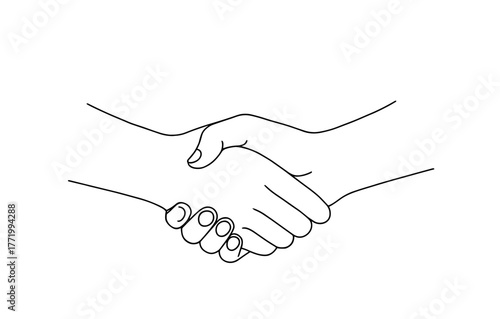 Handshake drawing symbolizing cooperation and agreement in minimalist style
