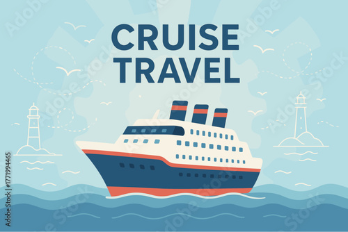 Cruise travel adventure: elegant ship against scenic ocean backdrop