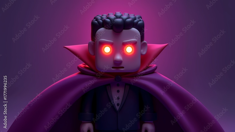 Obraz premium A close-up of a Lego vampire with glowing red eyes.