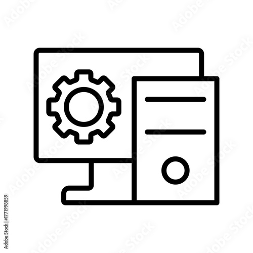 Computer Settings Icon Vector Graphic of Computer and Gear for Configuration and System Setup