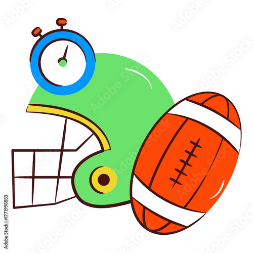 American football icon, doodle design of rugby game