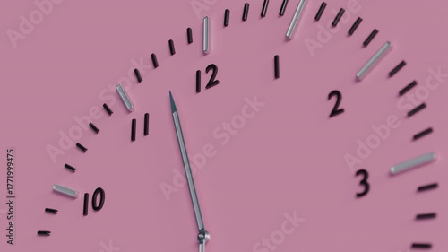 Stylish close-up of minimalist pink clock - perfect for time management, productivity, and modern business concepts. Part of trendy pastel series.