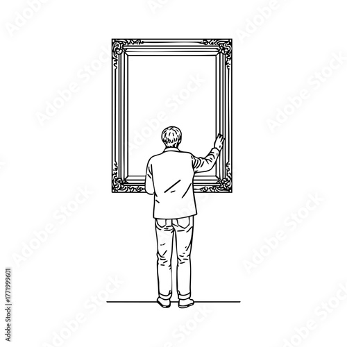 Art conservator or picture framer carefully mounting a print inside an ornate frame, symbolizing craftsmanship, preservation, and fine art care.