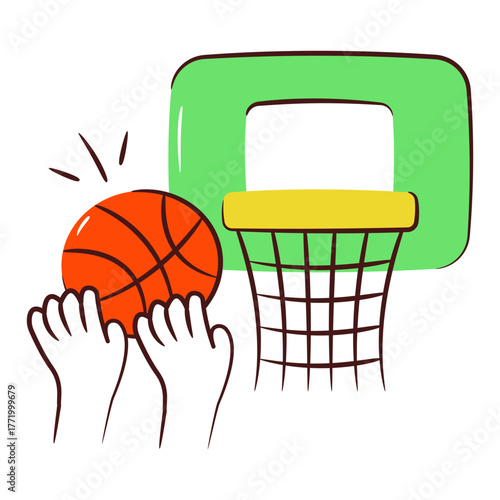 Basketball goal icon in editable style